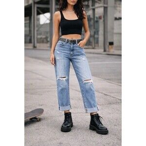 Judy Blue Distressed Cuffed Ankle Jeans Women’s Size 5 / 27 Light Wash